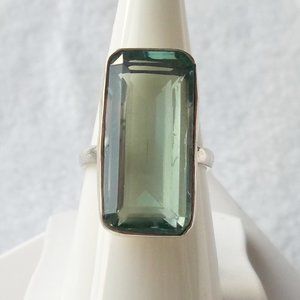 A Caribbean sea green gemstone ring, size 6.5 US, cocktail ring,925 silver